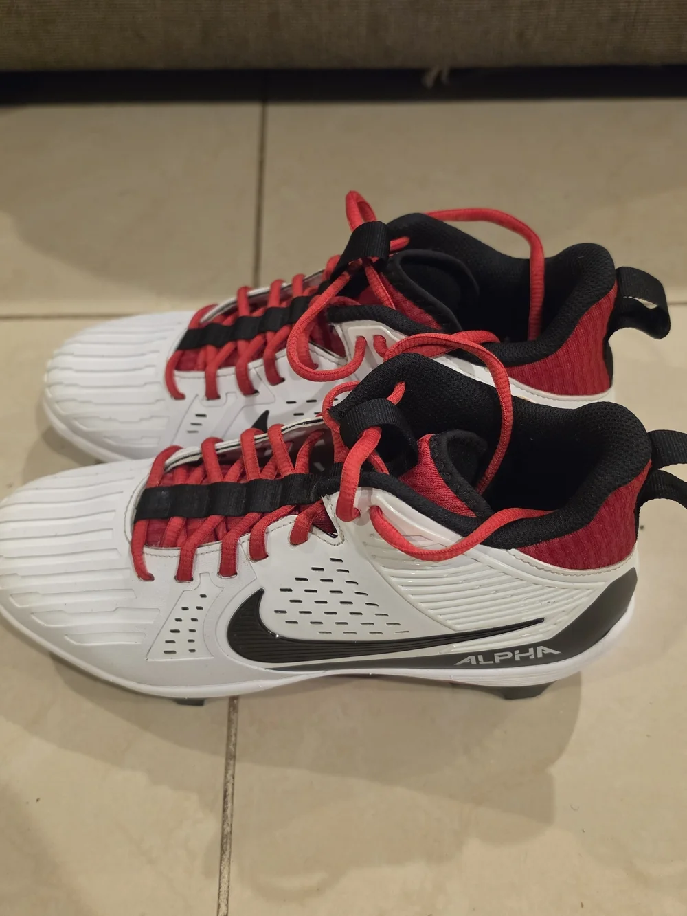 Nike Alpha Menace Strong Mens Football Cleats White Red Size 8.5 White Red